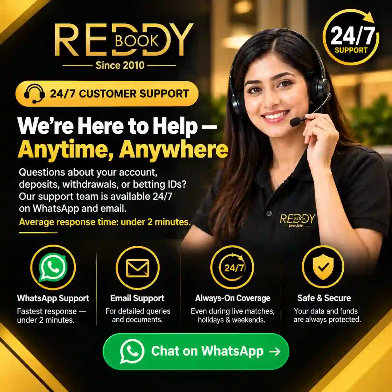 Reddy Anna Book 24/7 customer support team